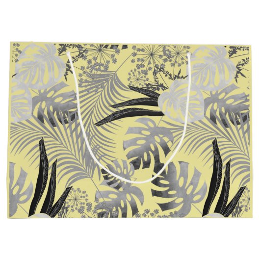 tropisch, grijs en geel groot cadeauzakje (Achterkant)