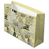 tropisch, grijs en geel groot cadeauzakje (Voorkant Gekanteld)
