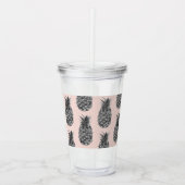 Tropisch grijs en roze anananas naadloos patroon acryl drinkbeker (Voorkant)