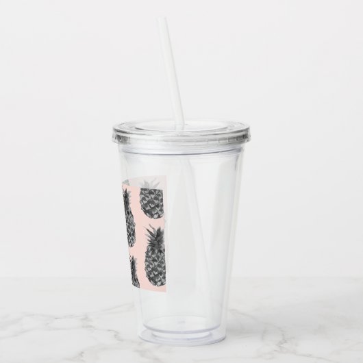 Tropisch grijs en roze anananas naadloos patroon acryl drinkbeker (Links)