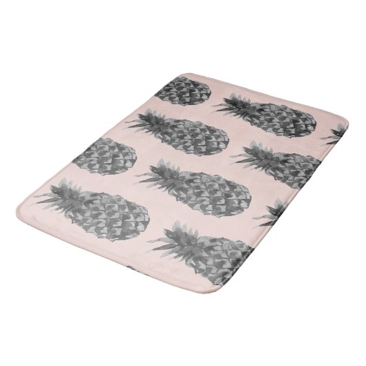 Tropisch grijs en roze anananas naadloos patroon badmat (Gekanteld)