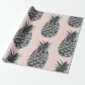 Tropisch grijs en roze anananas naadloos patroon cadeaupapier (Uitgerold)