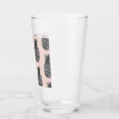 Tropisch grijs en roze anananas naadloos patroon glas (Links)