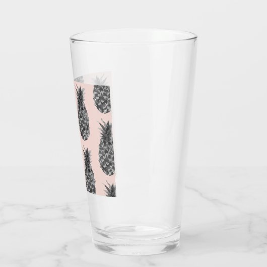 Tropisch grijs en roze anananas naadloos patroon glas (Links)