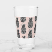 Tropisch grijs en roze anananas naadloos patroon glas (Voorkant)