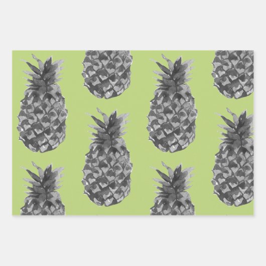 Tropisch grijs en roze anananas naadloos patroon inpakpapier vel (Voorkant 2)