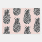 Tropisch grijs en roze anananas naadloos patroon inpakpapier vel (Voorkant)