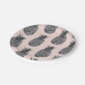 Tropisch grijs en roze anananas naadloos patroon papieren bordje (Gekanteld)