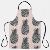 Tropisch grijs en roze anananas naadloos patroon schort (Voorkant)
