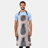 Tropisch grijs en roze anananas naadloos patroon schort (Gedragen)