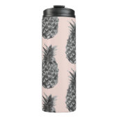 Tropisch grijs en roze anananas naadloos patroon thermosbeker (Voorkant)
