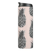 Tropisch grijs en roze anananas naadloos patroon thermosbeker (Geroteerd rechts)