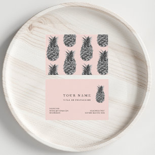 Tropisch grijs en roze anananas naadloos patroon visitekaartje