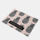 Tropisch grijs en roze anananassap patroon met naa deurmat (Schuin)