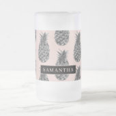 Tropisch grijs en roze anananassap patroon met naa matglas bierpul (Center)