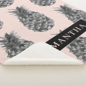 Tropisch grijs en roze anananassap patroon met naa sherpa deken (3/4)