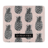 Tropisch grijs en roze anananassap patroon met naa snijplank (Voorkant)