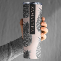 Tropisch grijs en roze anananassap patroon met naa