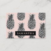 Tropisch grijs en roze anananassap patroon met naa visitekaartje (Voorkant)