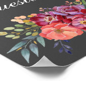 Tropisch grijs Floral Guestbook Sign. Poster V2 (Hoek)