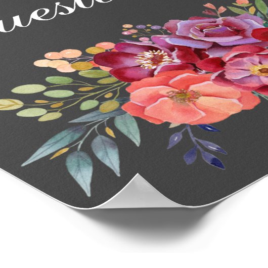 Tropisch grijs Floral Guestbook Sign. Poster V2 (Hoek)