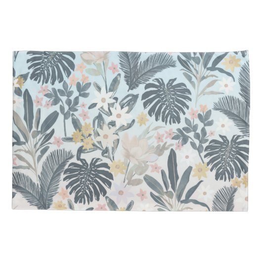 Tropisch grijs goudpatroon kussensloop (Achterkant-Links)