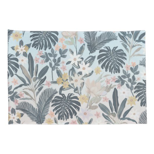 Tropisch grijs goudpatroon kussensloop (Achterkant-Rechts)