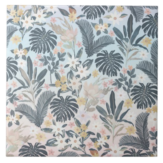 Tropisch grijs goudpatroon tegeltje (Voorkant)