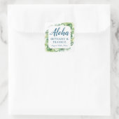 Tropisch groen Aloha Beach bruiloft Dank u Vierkante Sticker (Tas)