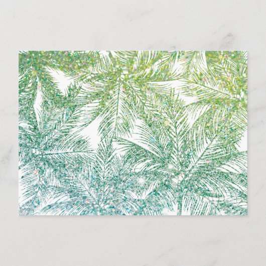 Tropisch groen/Aqua Glitter Palms Gift Kaart (Achterkant)