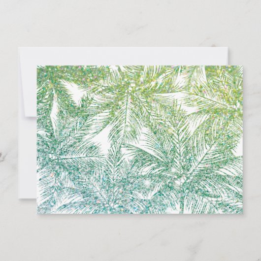 Tropisch groen/Aqua Glitter Palms Gift Kaart (Achterkant)
