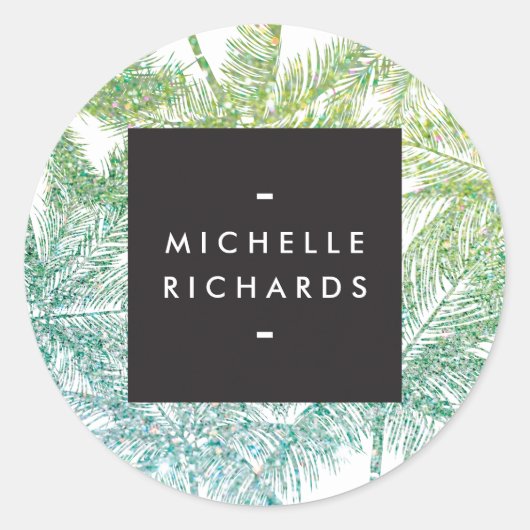 Tropisch groen/Aqua Glitter Palms Stickers (Voorkant)