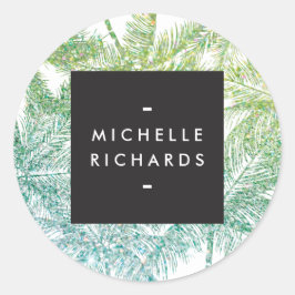 Tropisch groen/Aqua Glitter Palms Stickers