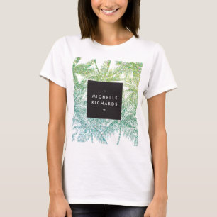 Tropisch groen/Aqua Glitter Palms T-shirt