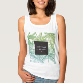 Tropisch groen/Aqua Glitter Palms T-shirt