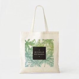Tropisch groen/Aqua Glitter Palms Tote Bag
