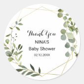 Tropisch Groen Baby shower Leidt Dank u Ronde Sticker (Voorkant)