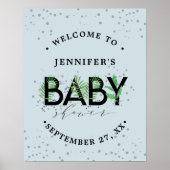 Tropisch groen Baby shower van de Vloeiende Blauwe Poster (Voorkant)