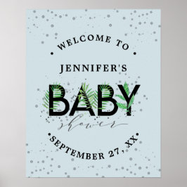 Tropisch groen Baby shower van de Vloeiende Blauwe Poster