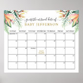 Tropisch Groen Baby shower Vervaldatum Agenda Poster (Voorkant)