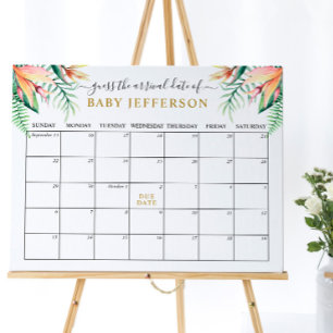 Tropisch Groen Baby shower Vervaldatum Agenda Poster