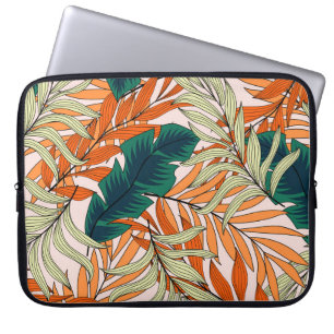 Tropisch groen beige blad, naadloos patroon. laptop sleeve