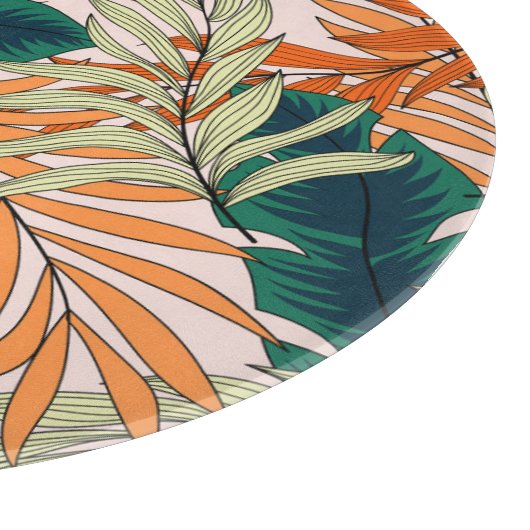 Tropisch groen beige blad, naadloos patroon. snijplank (Hoek)