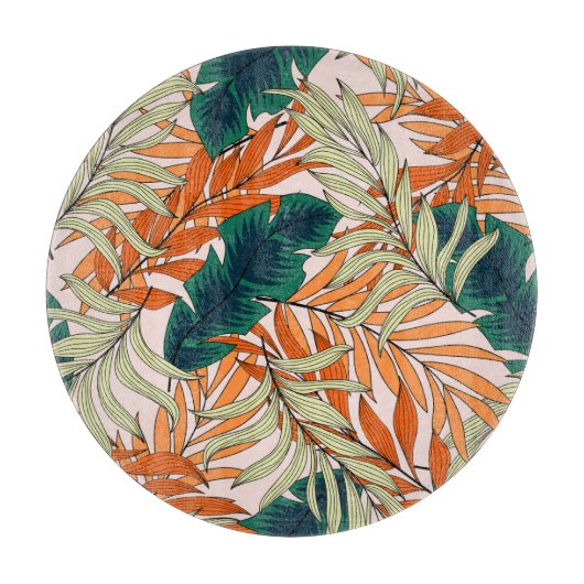 Tropisch groen beige blad, naadloos patroon. snijplank (Voorkant)