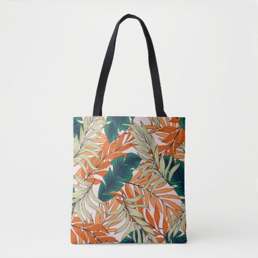 Tropisch groen beige blad, naadloos patroon. tote bag (Voorkant)
