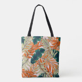 Tropisch groen beige blad, naadloos patroon. tote bag (Achterkant)