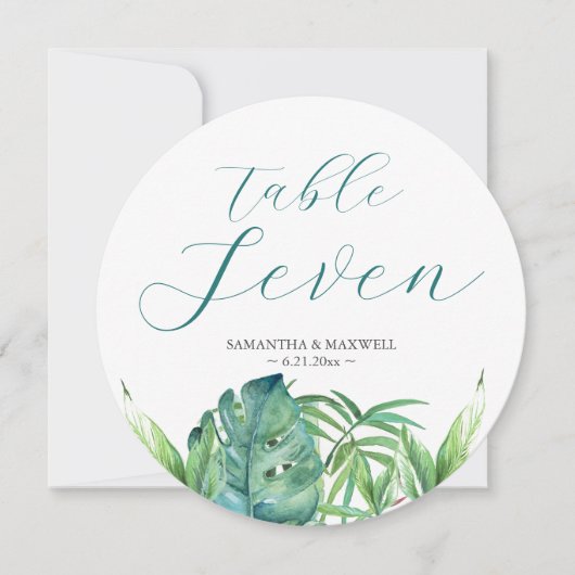 Tropisch groen bestemming bruiloft tafel Kaarten (Voorkant)