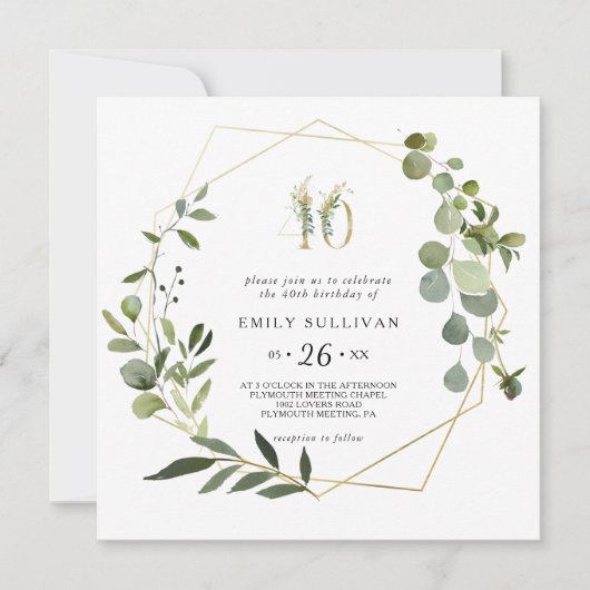 Tropisch groen blad 40e verjaardagsfeestje kaart (Voorkant)