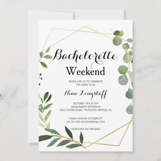 Tropisch groen blad bachelorette kaart (Voorkant)