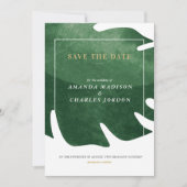 Tropisch groen blad Bewaar de datum Kaart (Voorkant)